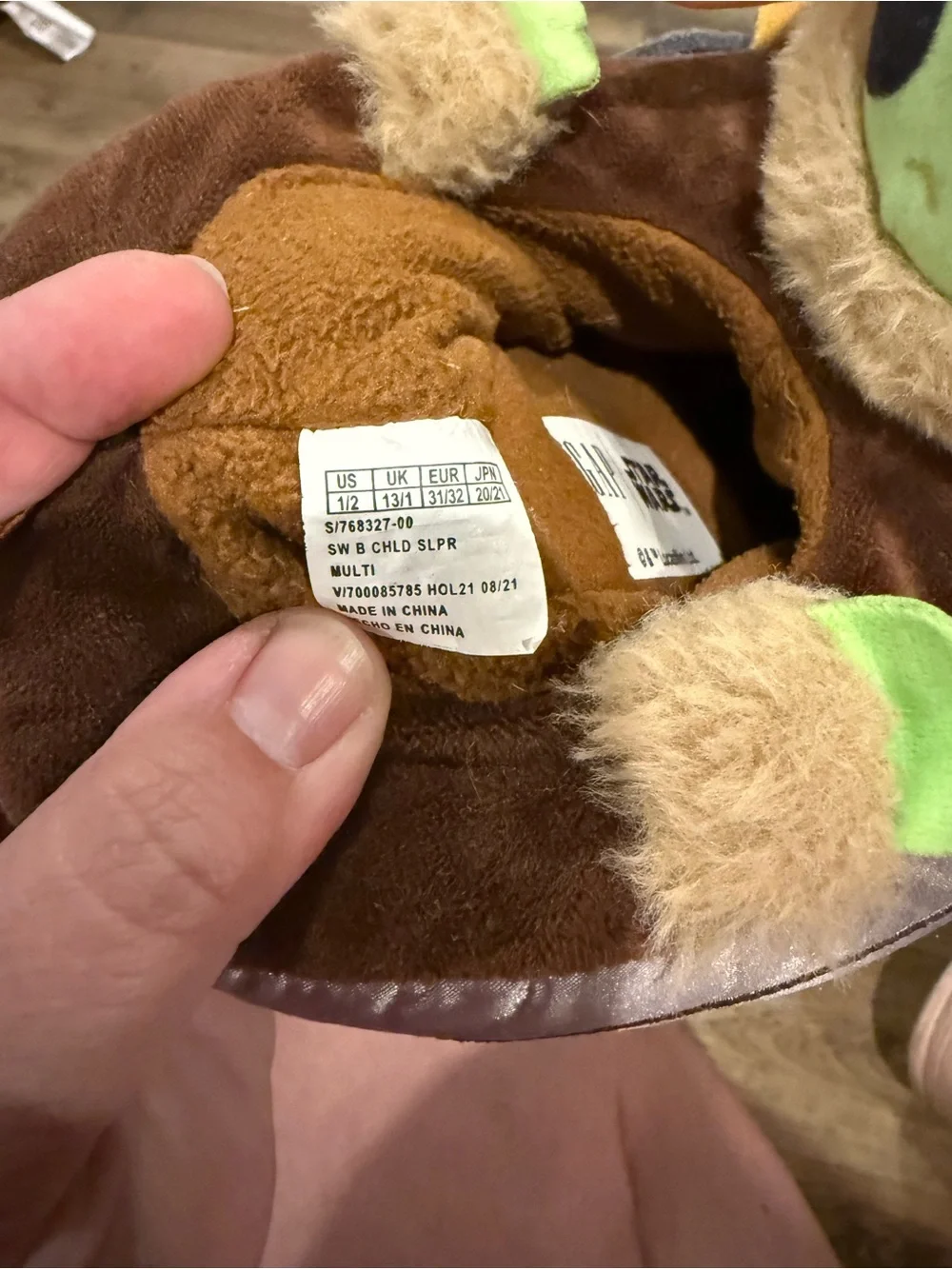 GAP Star Wars Grogu Plush Slippers - Green & Brown